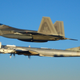 An American F-22 Raptor intercepts a Russian Tu-95 Bear bomber. Photo credit: United States Air Force